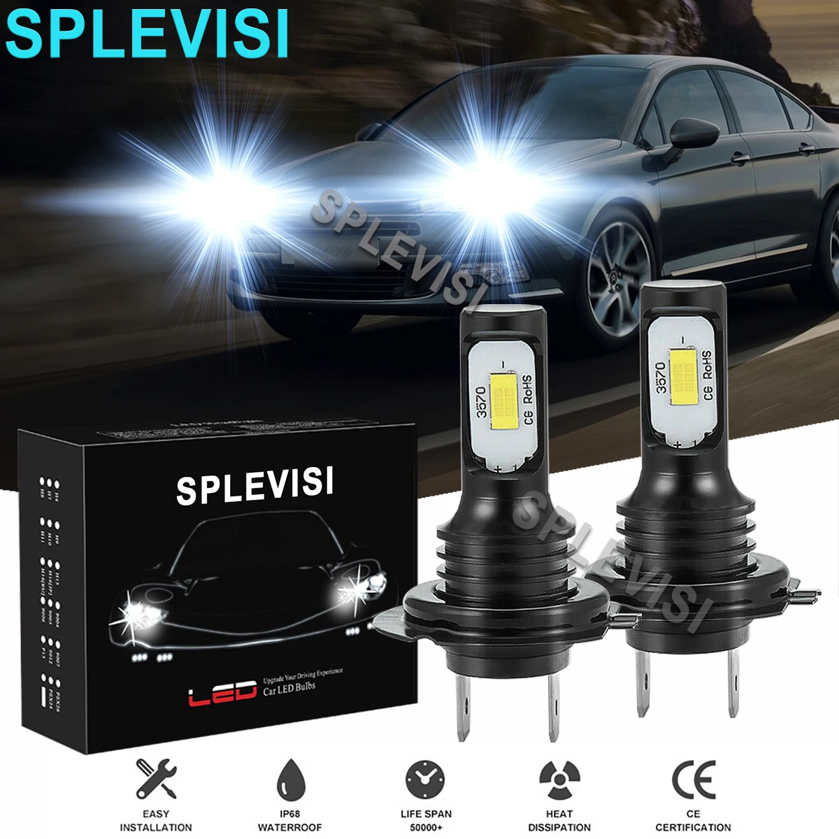 Ampoules de feux de croisement LED 6000K, 2 pièces, blanc, pour citroën DS4 2011 – 2015 Citroen C3 MK1 2002 – 2010 Citroen C4 Picasso 2013 2014-on