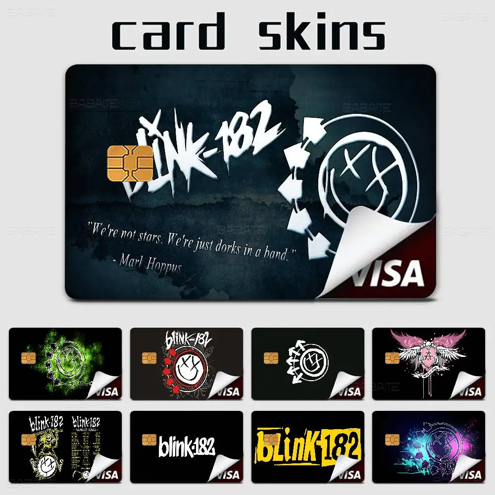 B-BLINK-182 Band Anime Cartoon Bär Haut Aufkleber Film Klebeband Fall für Große Kredit-Debitkarte Vorderseite