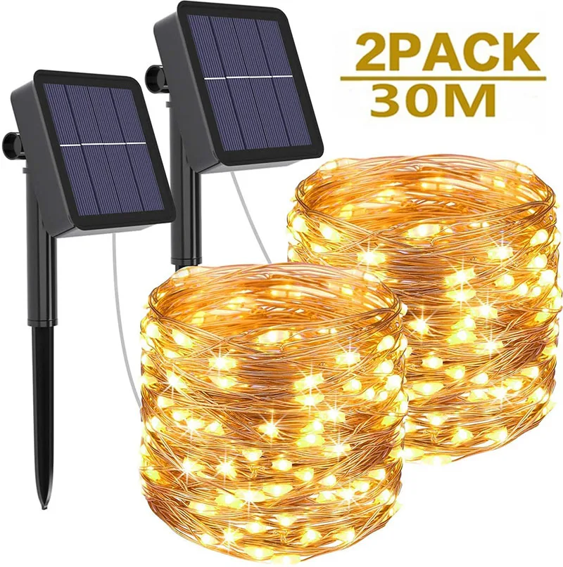 Outdoor Solar String Lichter 1/2 Pack Wasserdichte Solar Lichterkette 8 Modi Solar Kupfer Draht Fairy Lichter für Weihnachten terrasse