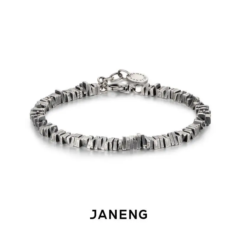 925er Sterlingsilber Vintage Vintage Distressed Broken Silver Armreifen Unisex Herren- und Damen-Paararmband im dunklen Stil