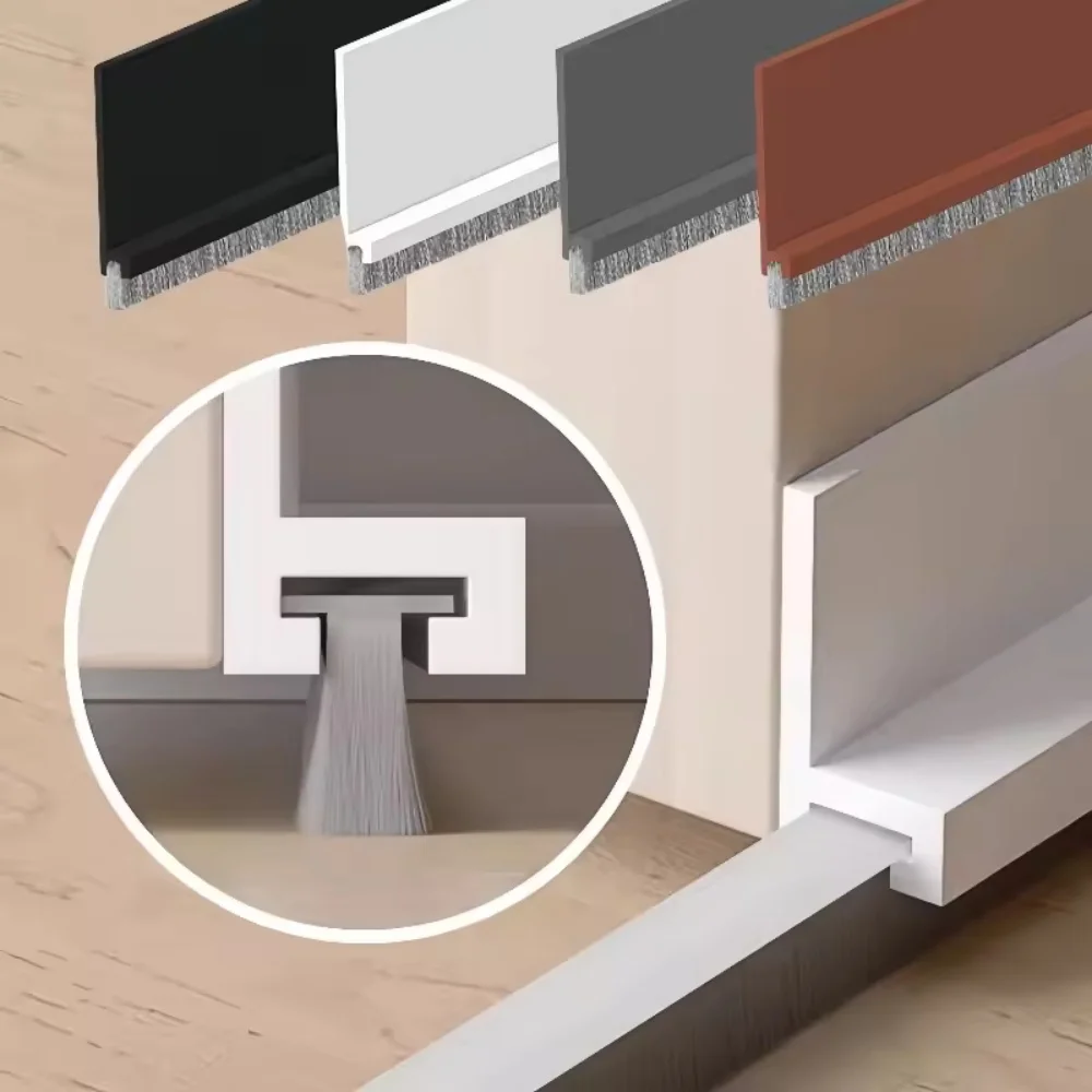 1 Stück 30 mm/1,18 Zoll Türdichtung Zugluftstopper mit Bürste Reduzieren Sie Lärm Gummi Tür Sweep Breeze Blocker Schalldichte Dichtungsstreifen Image