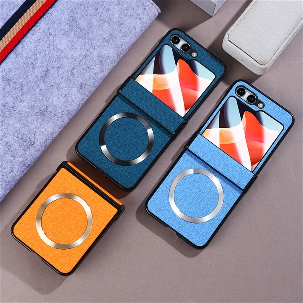 Business Integrierte Bildschirmfolie Hülle für Samsung Galaxy Z Flip 7 5 6 für Magsafe Hüllen Stoff 3 in 1 Vollschutz Z Flip7 Cover Image