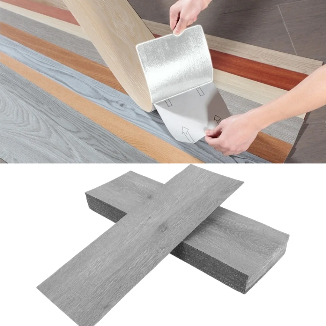 10 Stück 51 x 15 cm selbstklebende Bodenaufkleber, Bodenaufkleber mit Holzmaserung, selbstklebende PVC-Bodenaufkleber, Bodenaufkleber mit Holzmaserung