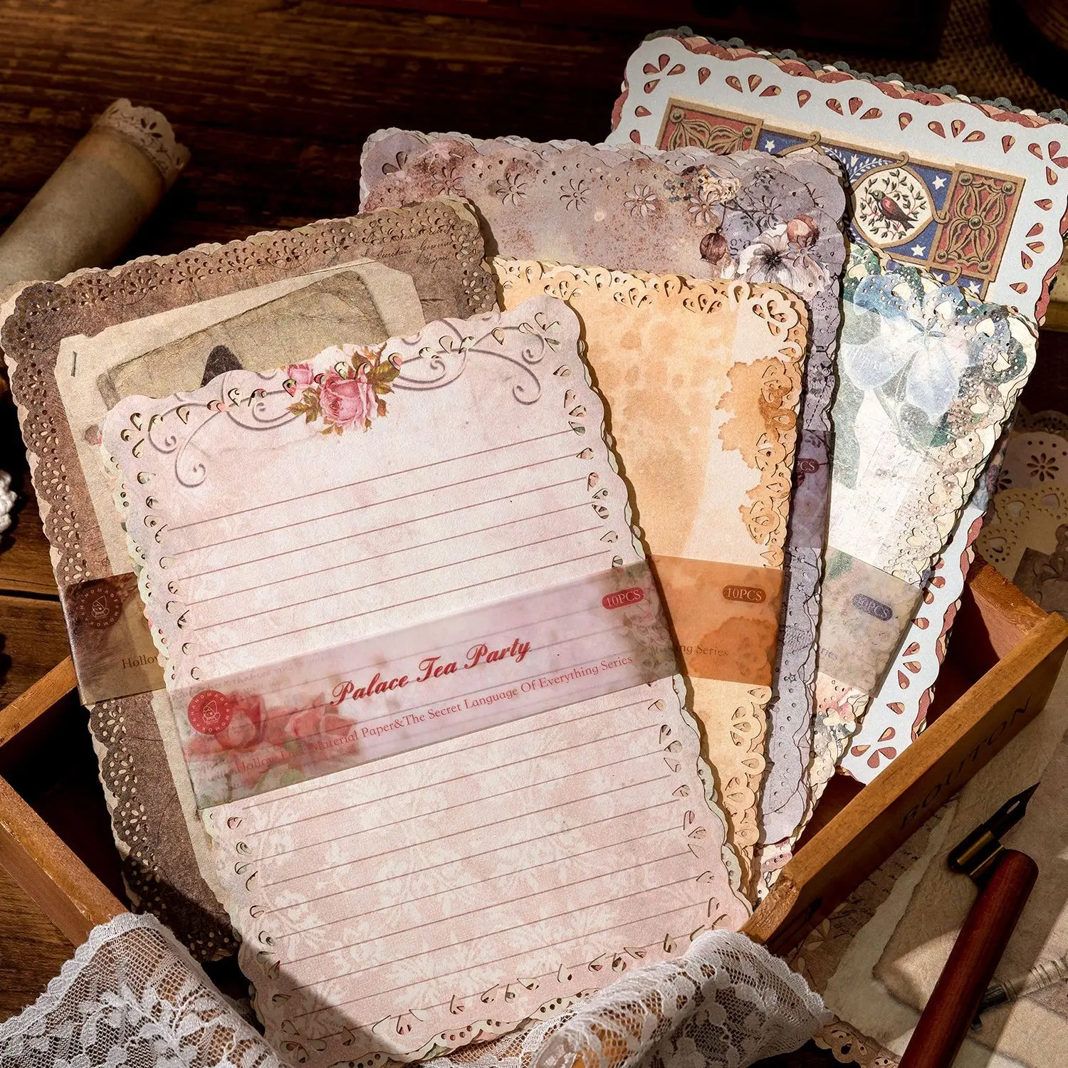 10 Blatt großes Vintage-Papier aus beschreibbarem Material, zeitloses Muster, geeignet für Albumdekoration und handgeschriebene Notizen Image