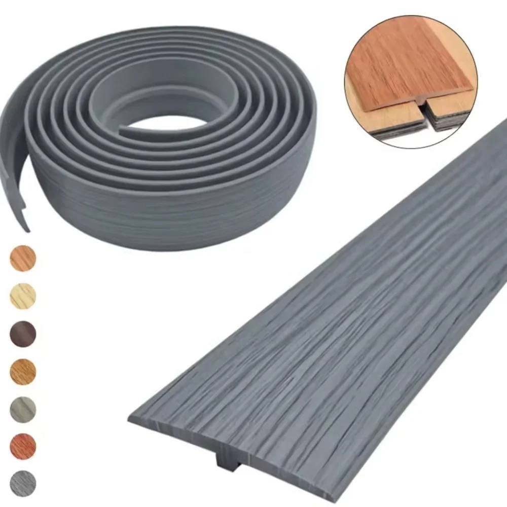 1 Stück 39,37 Zoll x 1,97 Zoll zum Übergangsstreifen für Fliesenböden, selbstklebender T-Formkanten-Zierstreifen, Laminat-PVC-Schwellenabdeckung für den Türbereich Image