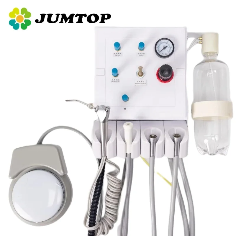 JUMTOP Dentalturbineneinheit mit Speichelsaugrohr, 3-Wege-Spritze, Handstück, funktioniert mit Luftkompressor Image