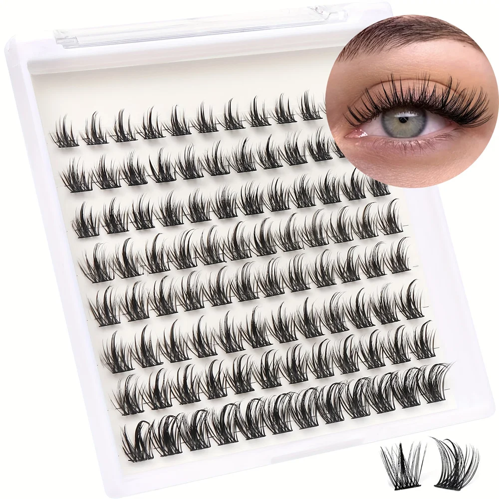 DIY-Wimpernverlängerungen, 96 Stück, Cluster-Wimpern, Wispy, individuelle falsche Wimpern, C-D-Curling, 8–16 mm dick, flauschige Wimpernbüschel Image