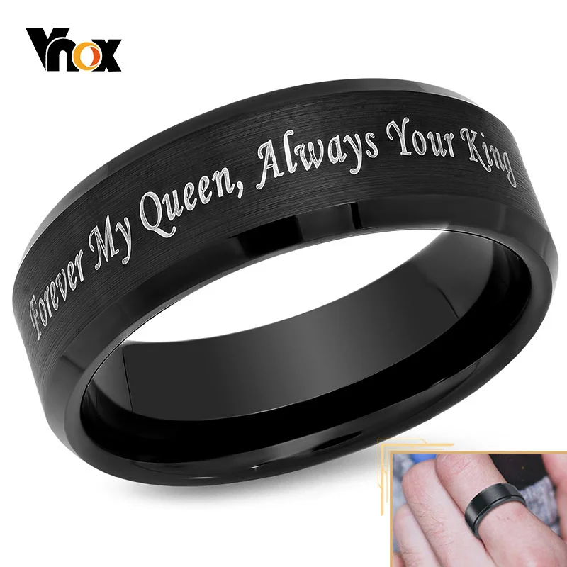 Fedi nuziali con incisione gratuita Vnox per uomo donna, anelli personalizzati 6/8mm, regalo di anniversario classico classico semplice promessa anello #4-14