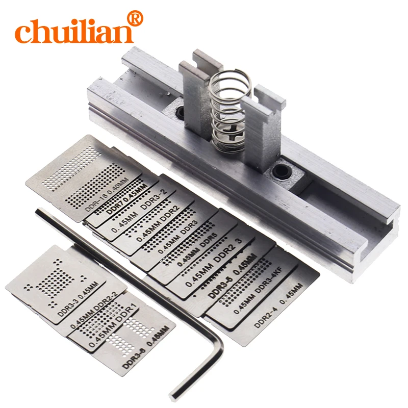 14-teiliges Set BGA-Reballing-Schablonen-Set für DDR DDR2 DDR2-2 DDR2-3 DDR3-2 DDR3-3 DDR5 DDR7 Image