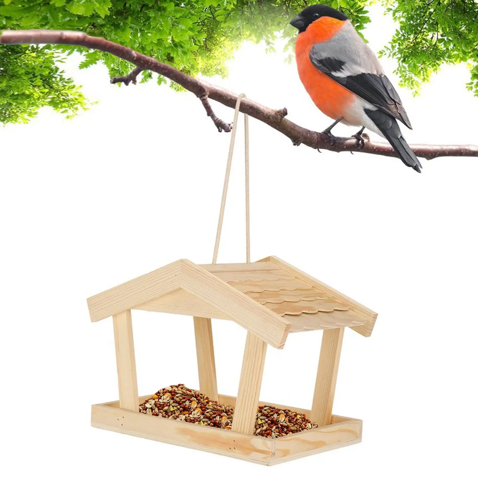 Outdoor-Vogelfutterspender aus Holz, Hausstation, Outdoor-Kolibri-Futterspender, Vogelzubehör für Hof, Terrasse, Veranda, Weg, Fenster, Balkon