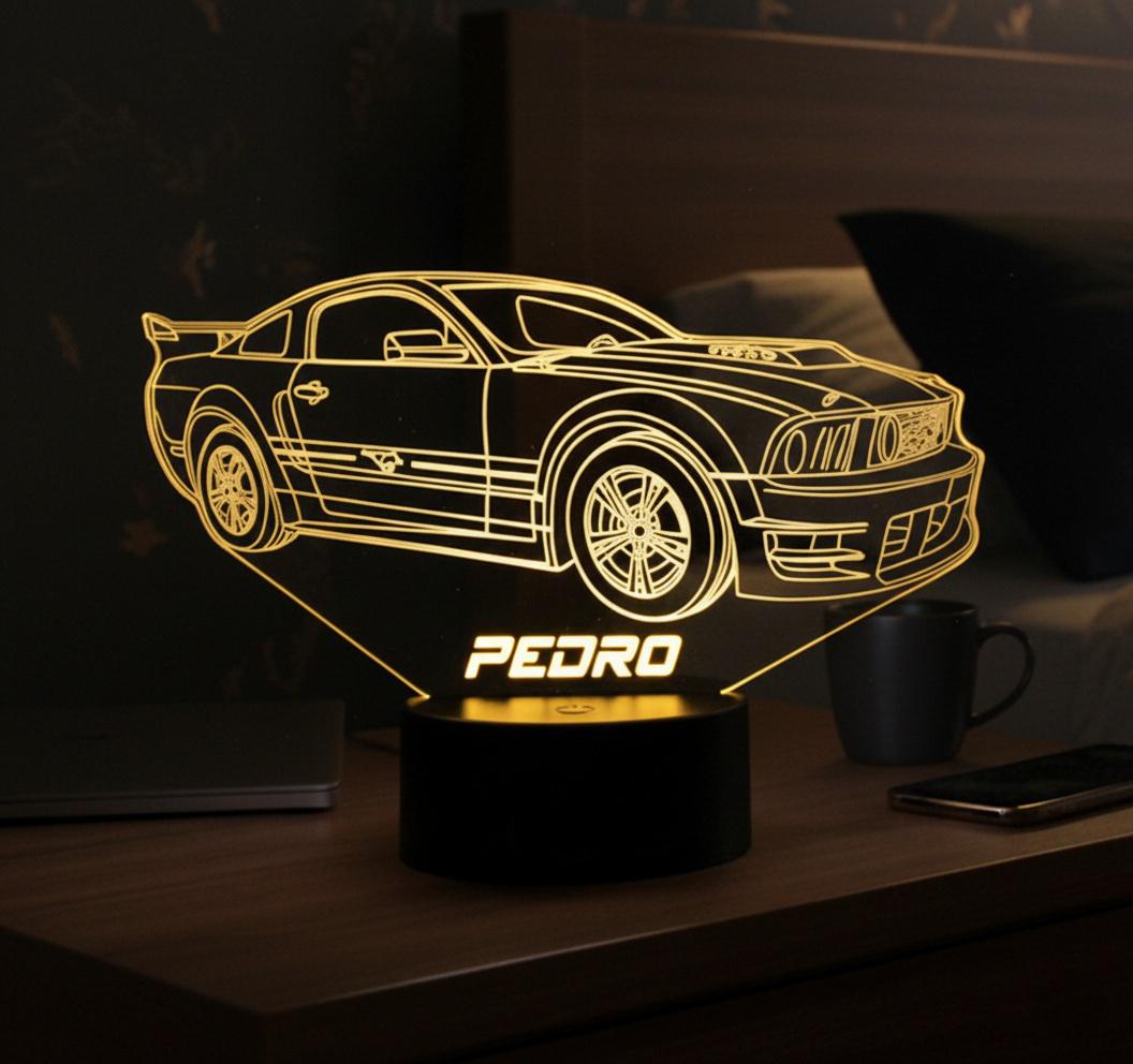 Lampada LED 3D per auto per Ford Mustang V americana, lampada LED per auto, lampada da scrivania LED, lampada colorata personalizzata