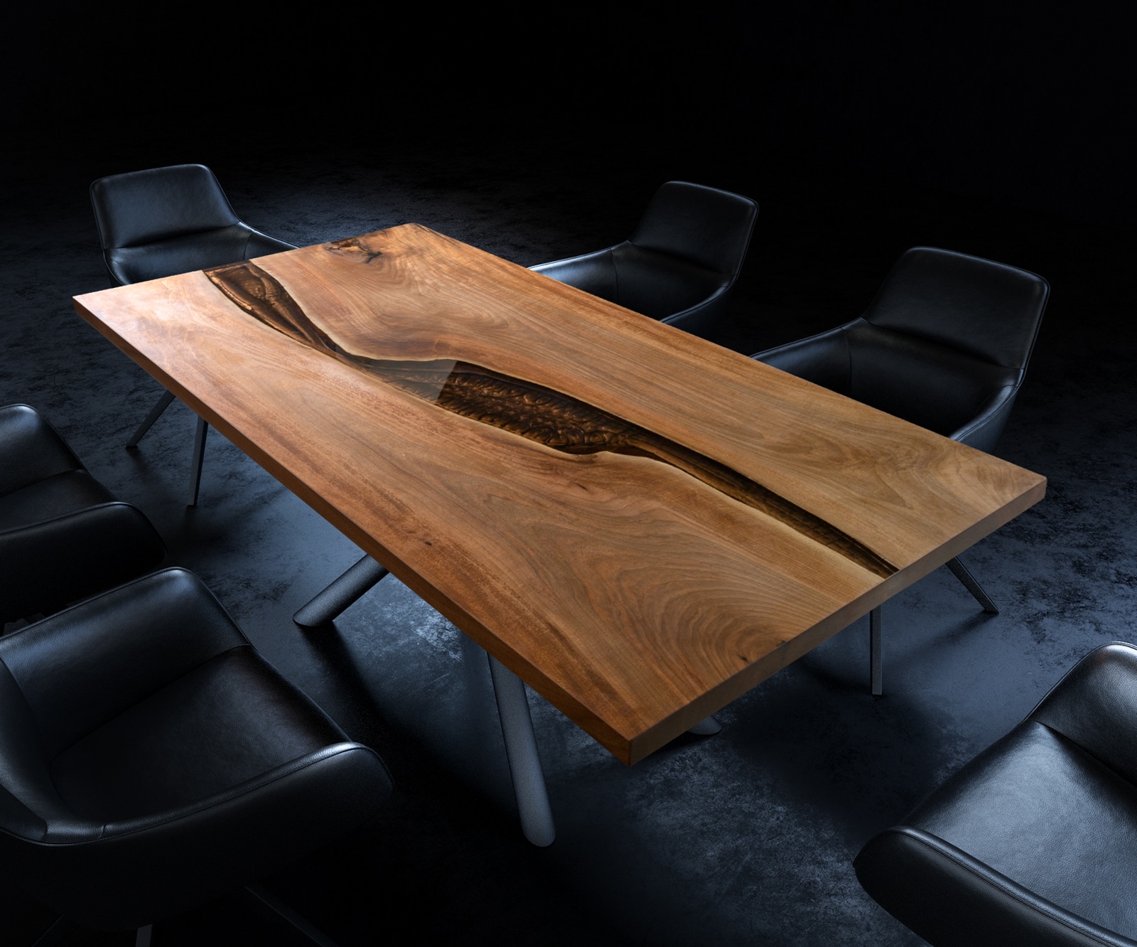 DELIFE Tischplatte Walnuss Natur 200 cm Epoxid braun Metallic Unikat Nr. 32335, Massivholzplatten Image