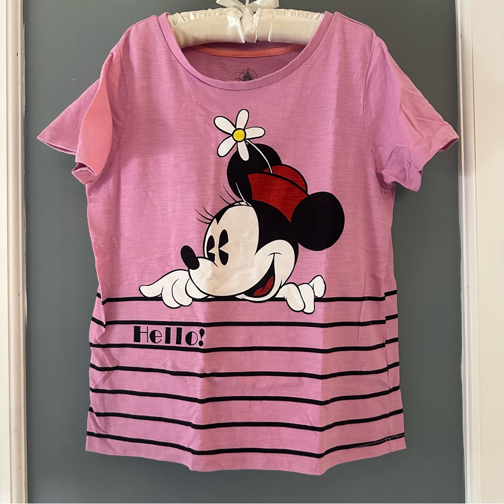Disney Shirts & Tops | Disney Minnie Mouse Hello/Good Bye- Pink/Black/White T Shirt | Color: Black/Pink | Size: 10/12 Child