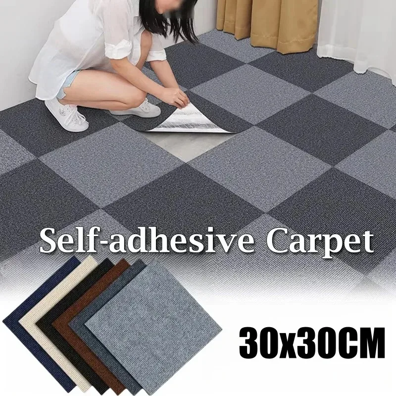 5/10 Stück 30 x 30 cm selbstklebende Teppiche, Bodenfliesen, Aufkleber, quadratische Teppiche, abziehen und aufkleben, Matte, DIY-Bodenbelag für Esszimmer, Schlafzimmer ﻿ Image