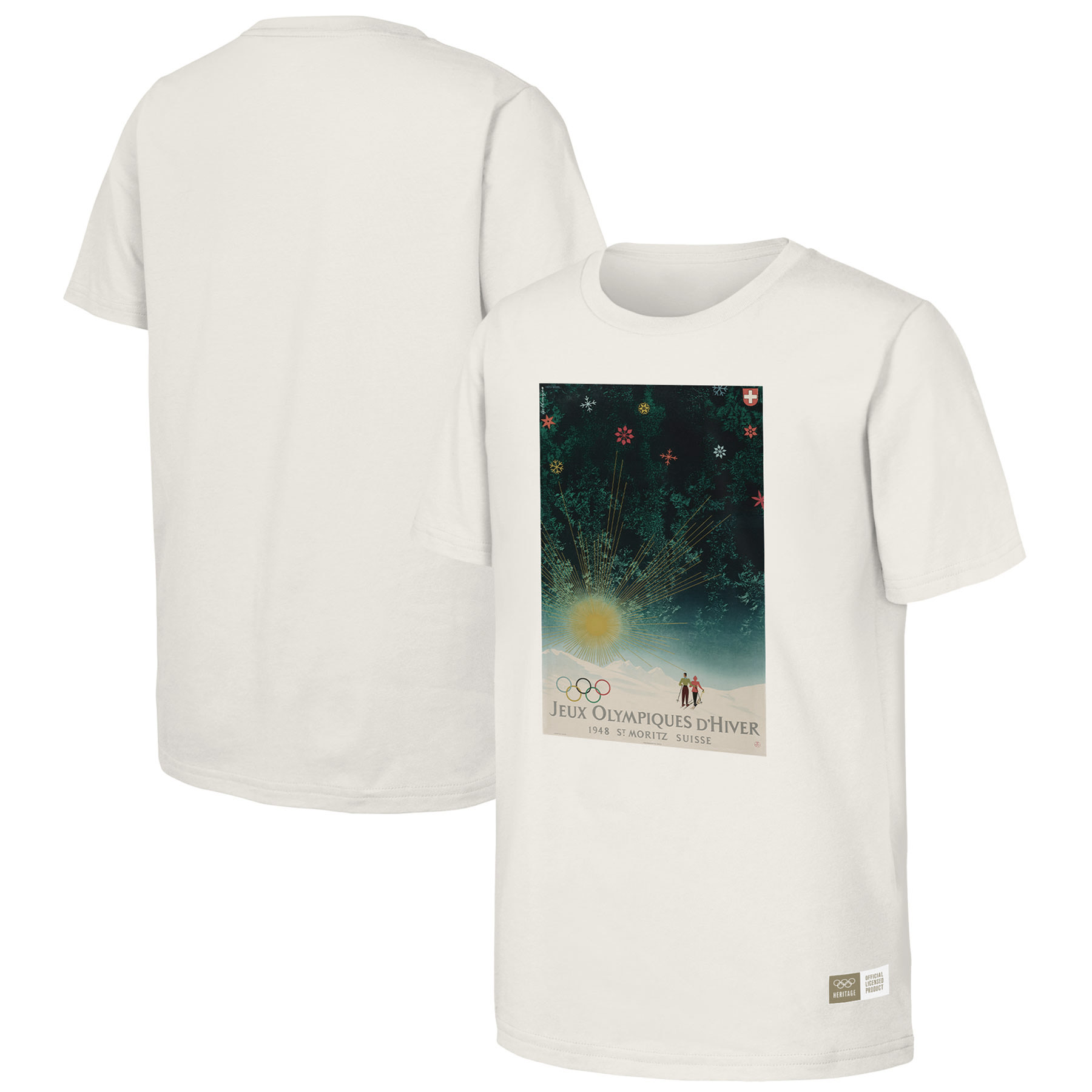 Herren-T-Shirt „Natural 1948 St. Moritz Games Olympic Heritage“ Image