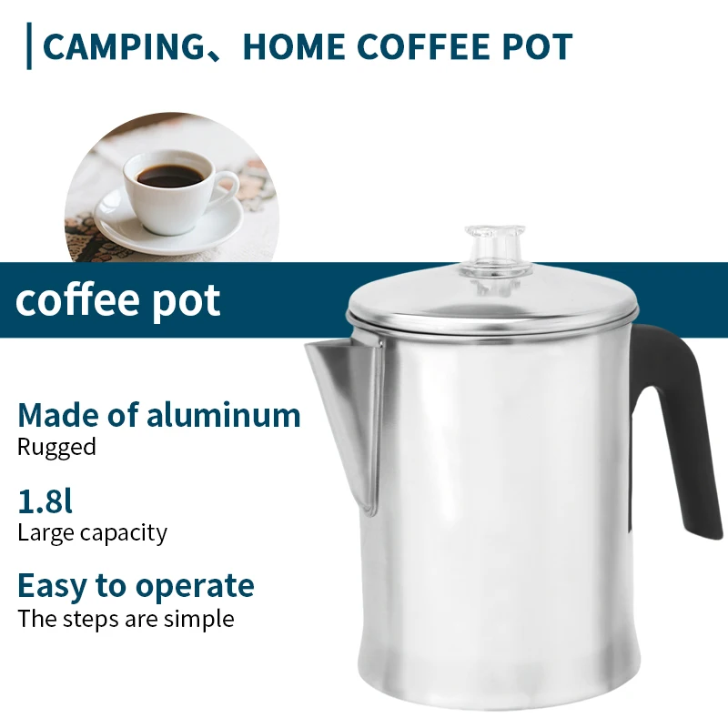 Kaffeemaschine, Perkolatorkanne, Edelstahl-Kaffeemaschine, Verwendung auf jedem Herd, Silber, 7 Tassen Image