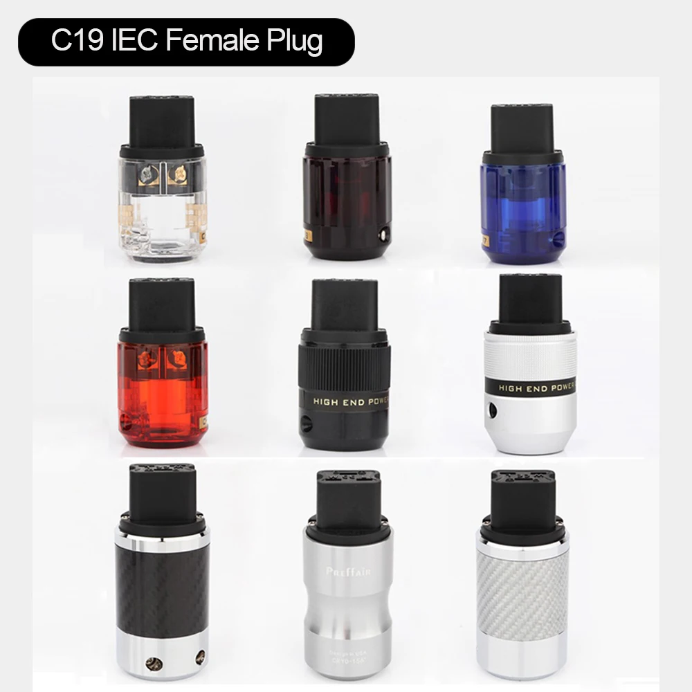 C19 20A Kupfer IEC Buchse Buchse Audio Power HIFI Power Kabel DIY Stecker Stecker AC 20 Image