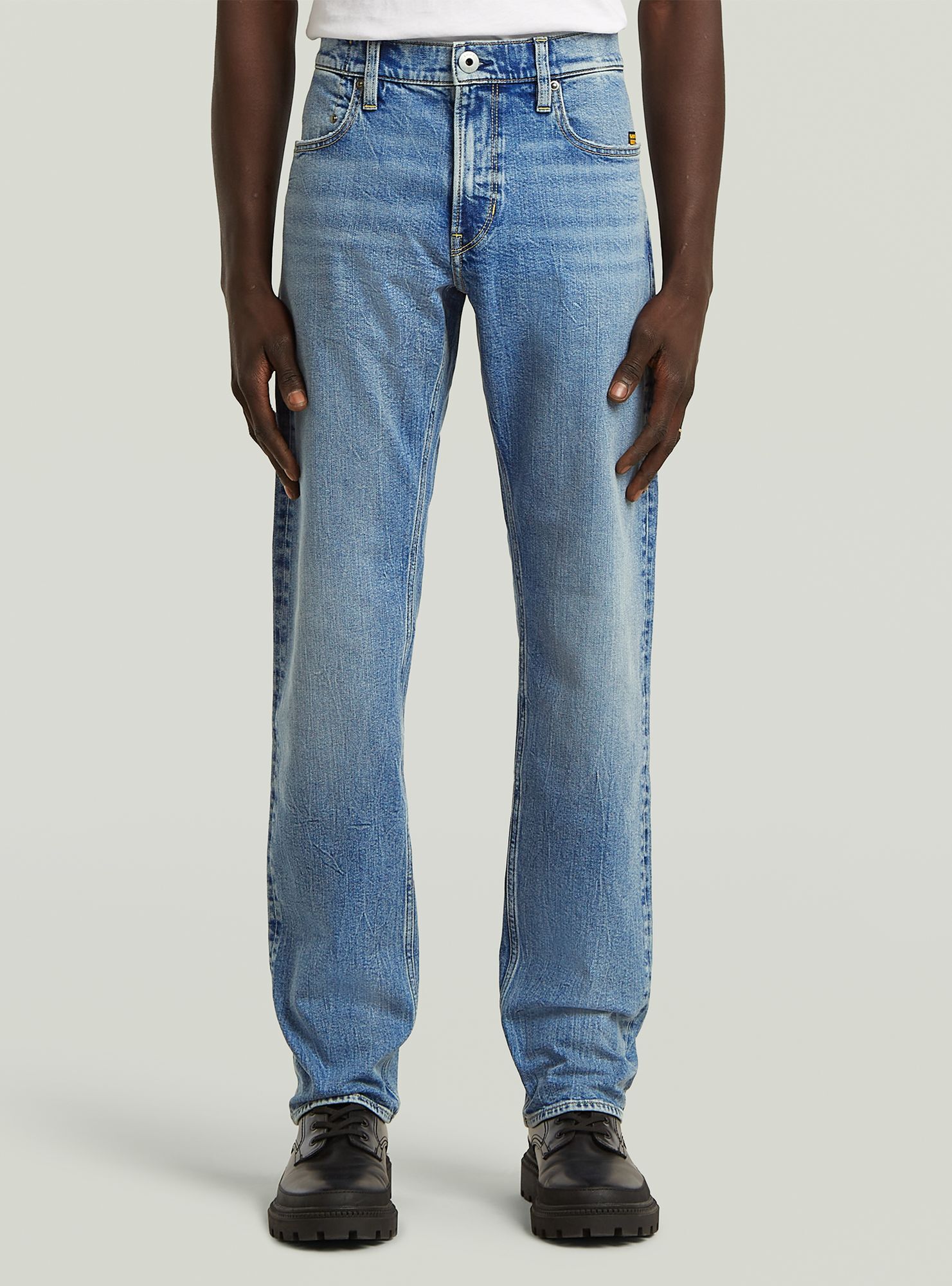 5-Pocket-Jeans G-STAR "Mosa Straight Jeans", Herren, Gr. 35, Länge 34, faded sea point blau, Obermaterial: 94% Baumwolle, 5% Elastomultiester, 1% Elasthan, Jeans 5-Pocket-Jeans