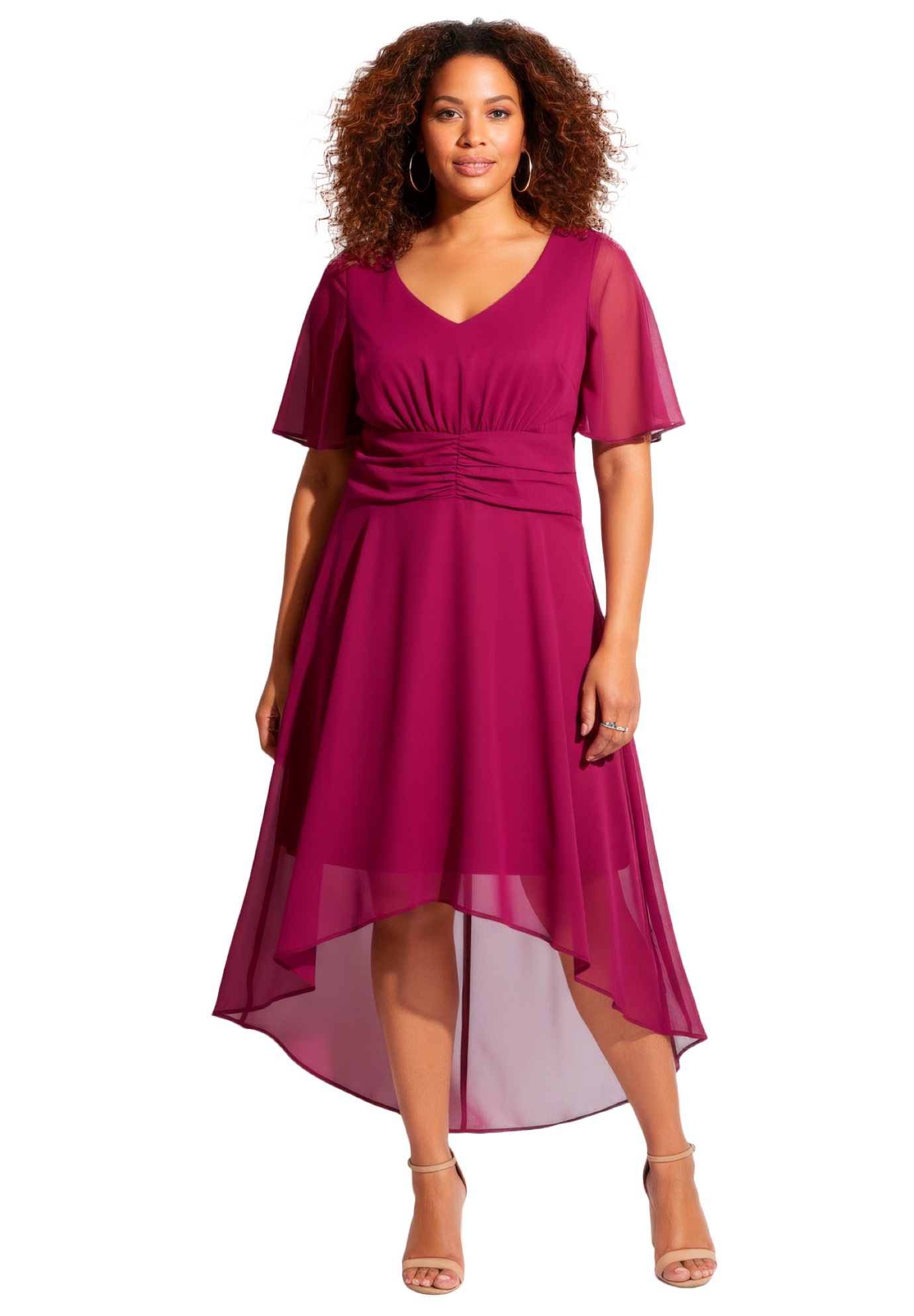 Plus Size Women's High-Low Midi Dress by Avenue in Deep Berry (Size 26/28)