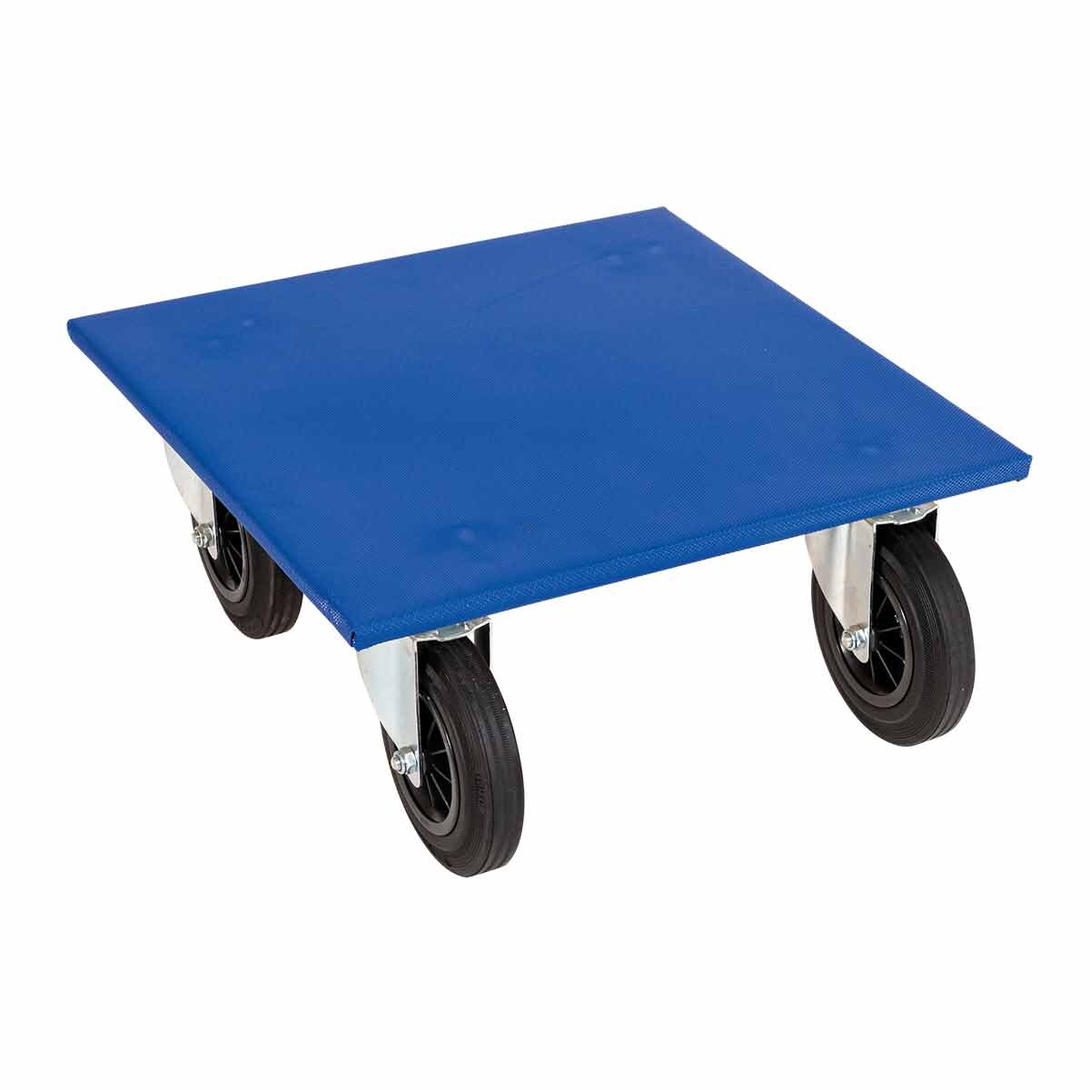 Oswald Transportgeräte Möbelroller Holz, Rollen ø 200 mm Gummi, 600 x 600 mm, Anti-Rutschbelag, 750 kg, Blau Image