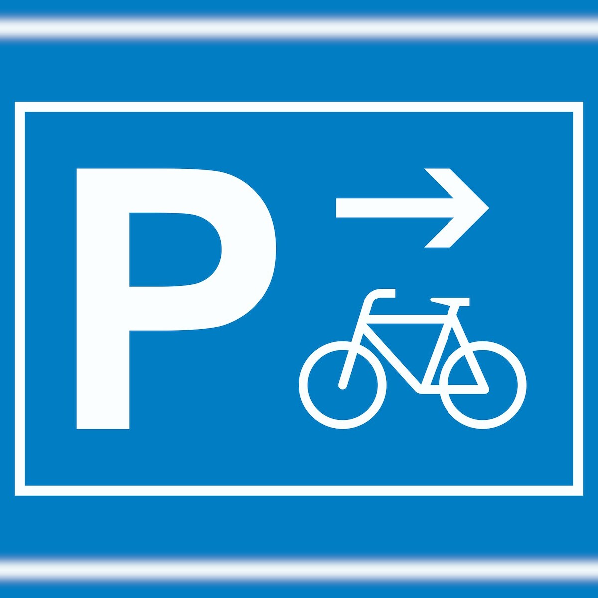 HB-Druck Fahrrad Parkplatz Schild mit Richtungspfeil rechts waagerecht A4 Rückseite selbstklebend Image