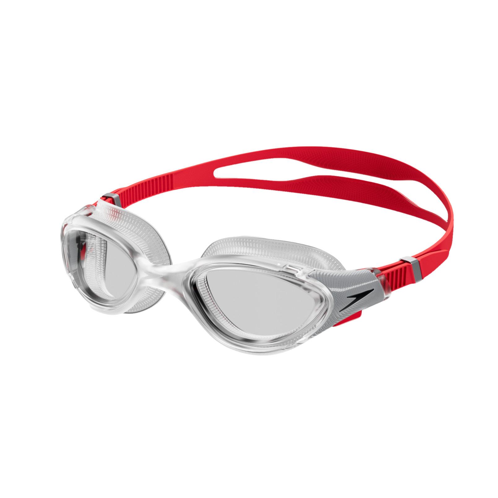 Speedo - Passt sich dem Gesicht an Schwimmbrille für Herren (Rot/Silber/Transparent) Image