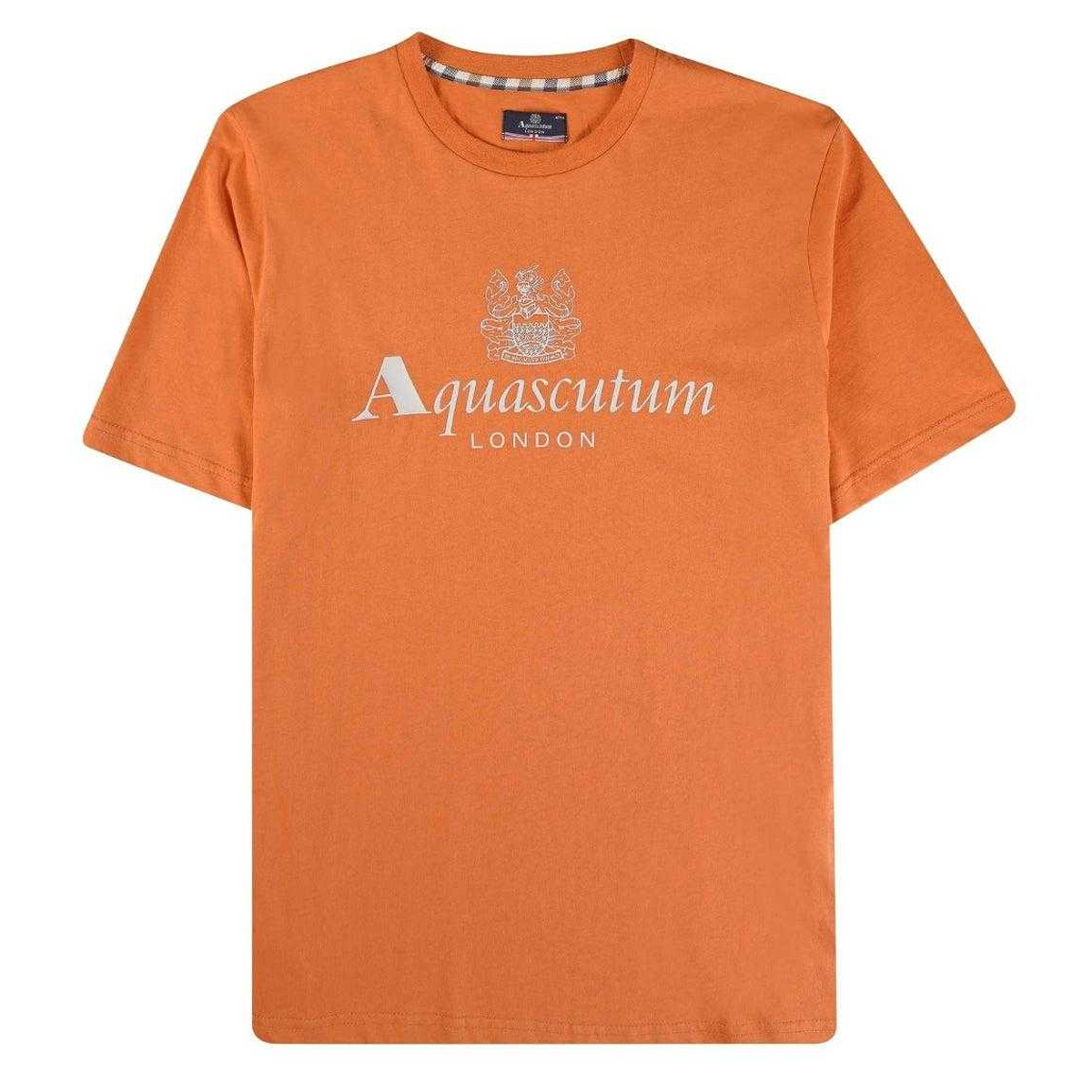 Aquascutum Herren Aktive Big Logo T-Shirt (Orange) Image