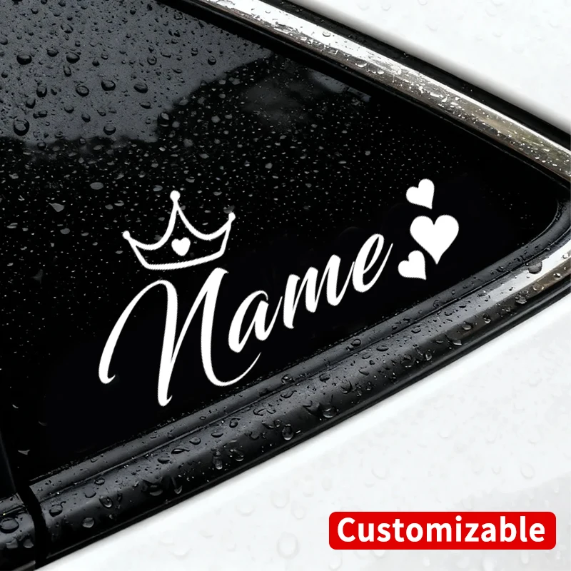 1PC benutzerdefinierte nur Text Krone & Herz Auto Aufkleber selbstklebende DIY Auto Fenster Motorrad Tasse Laptop wasserdichte Vinyl Aufkleber Image