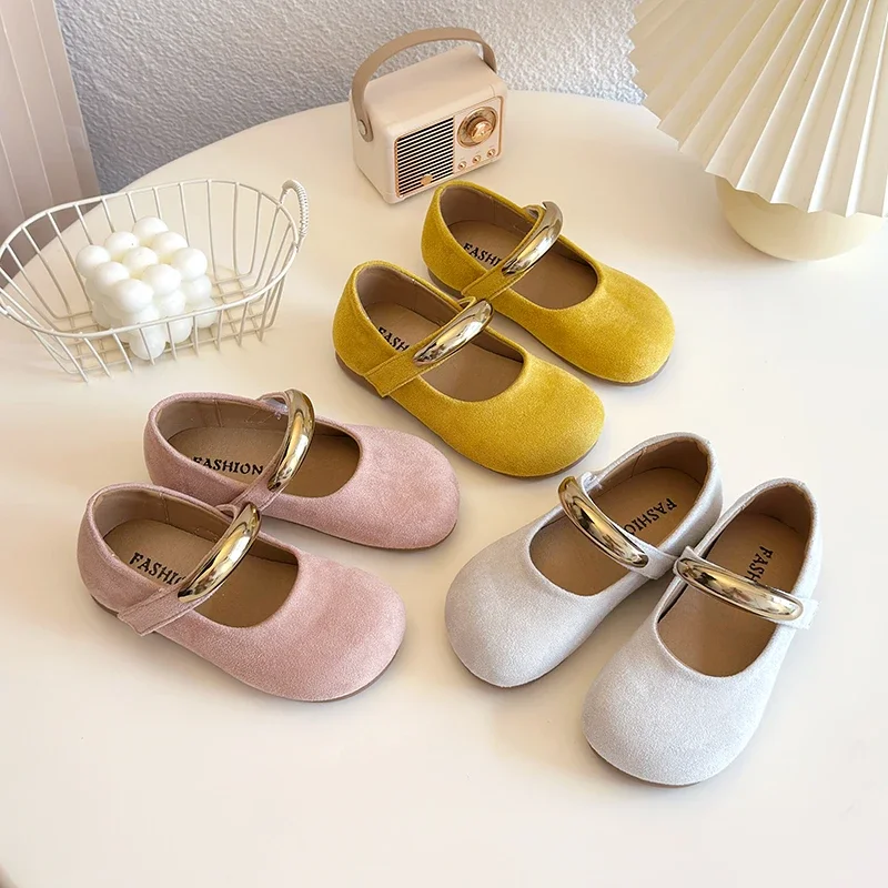 2025, Frühling und Herbst, Damen- und Kinderschuhe, Trend, vielseitig, Prinzessin, modisch, einfarbig, für Kinder, lässige Lederschuhe Image