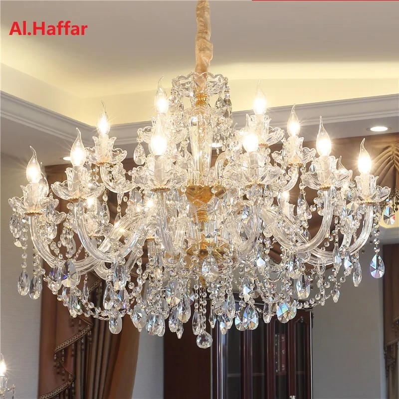 Moderner europäischer Stil Gold/Silber klarer Kristall-Kronleuchter K9 Hängeleuchte Klarer Kristall Home Lighting Dekor