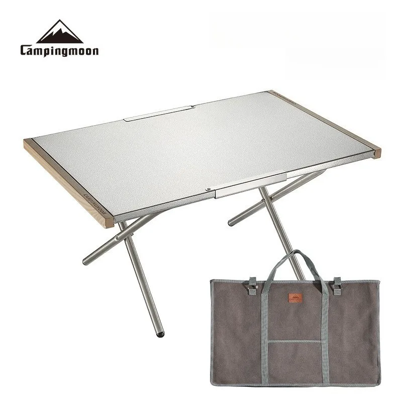 CAMPINGMOON Tragbarer Stahltisch für den Außenbereich, faltbar, für Picknick, Grillen, Camping, Kochen, Freizeittisch für Picknicks, Grillen und Camping Image