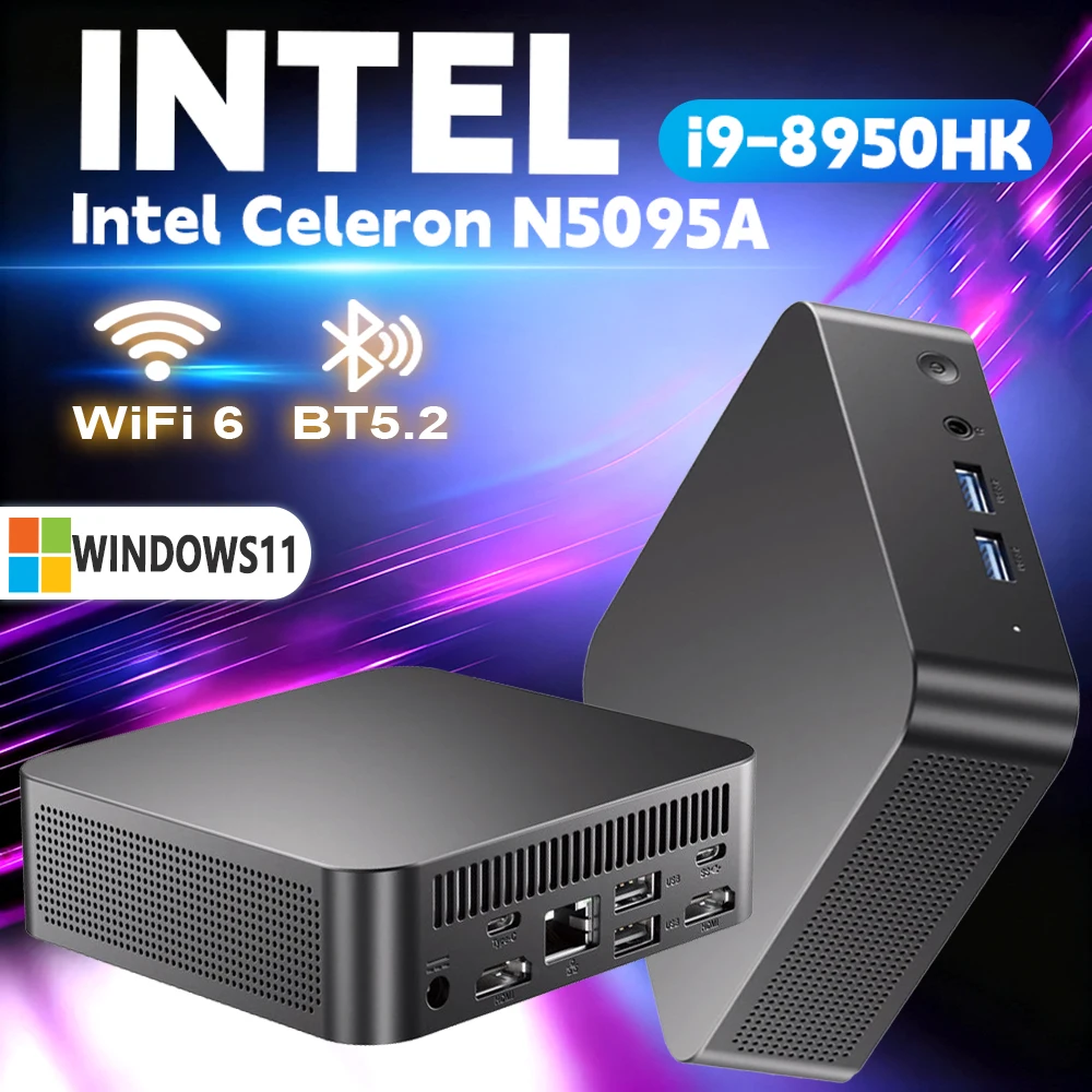 Windows 11 ordinateurs de bureau Mini Pc de poche Intel I9 8950HK ordinateur PC Wifi 6 Mini PC Gamer étude Mini pc ordinateur 16GB RAM 1TB SSD PC