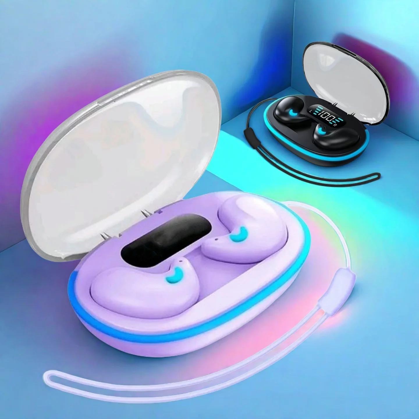 X55Pro Schlafende Bluetooth-Ohrhörer, kabellose Bluetooth-Kopfhörer, wasserdichte Hi-Fi-Stereo-Ohrhörer mit Mikrofon, für Smartphones geeignet Image