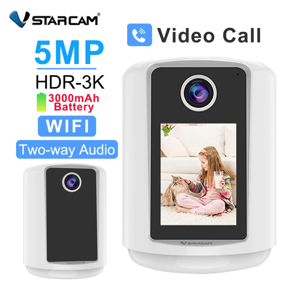 Vstarcam 5MP WiFi Video Anruf IP Kamera Auto Tracking PTZ Design 2-Wege Audio Mini Indoor Baby Monitor warmes Licht Nacht Lampe Cam Image