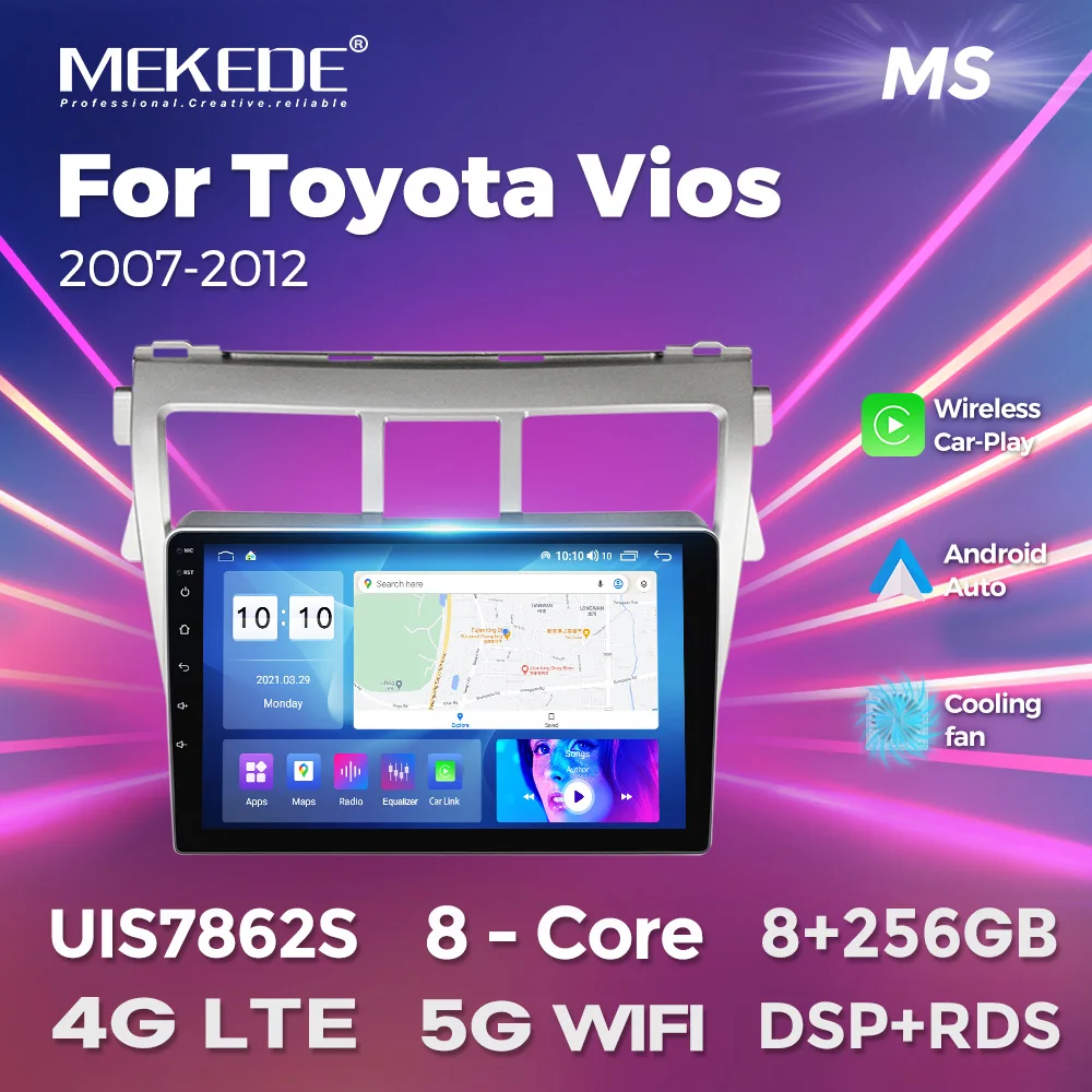 9 ''qled Bildschirm Android 13 Autoradio Multimedia-Player für Toyota Vios Yaris 2012-Auto Carplay WiFi BT DSP Autoradio Image