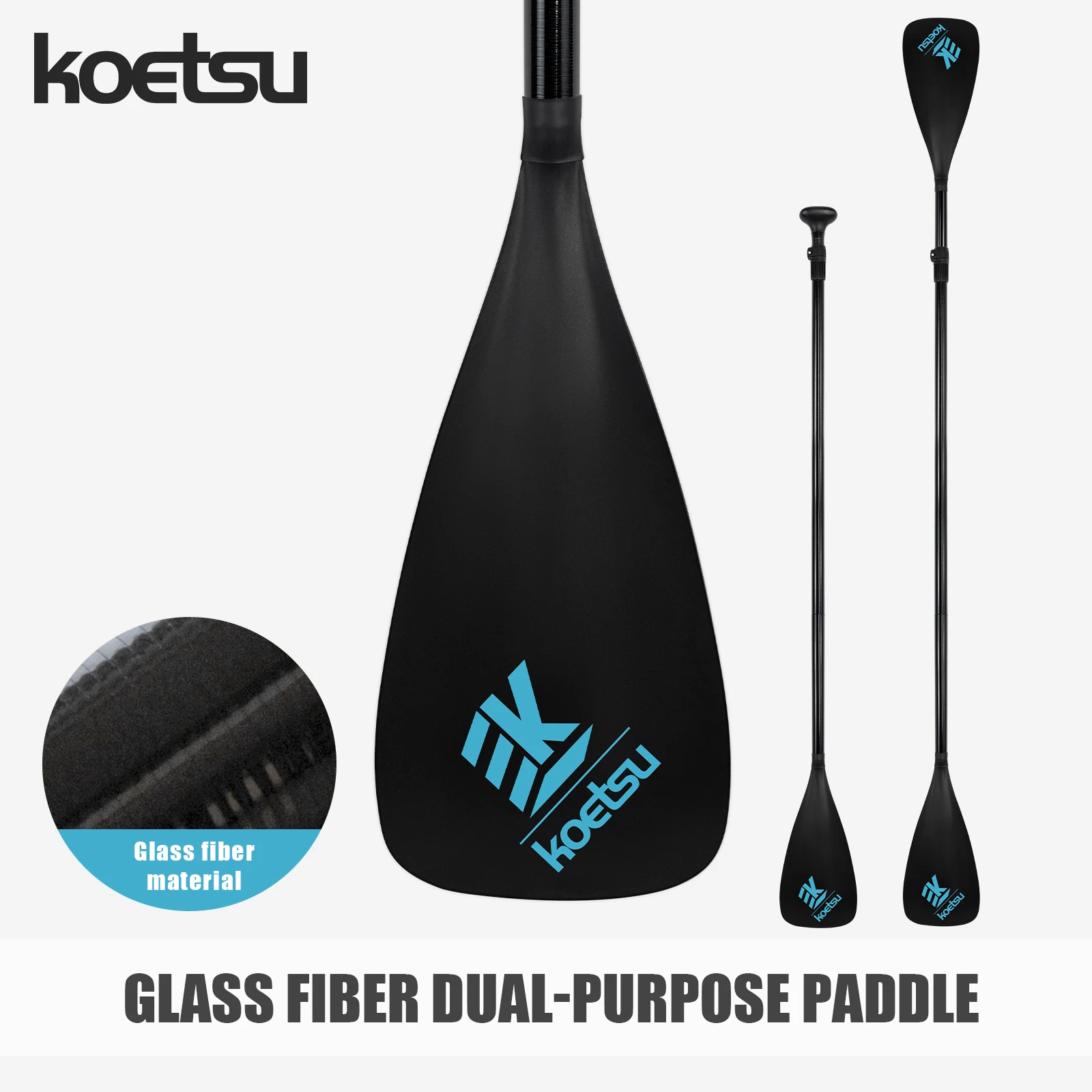 KOETSU SUP FIBERGLASS ZWEI-WEGE-PADDLE -3 EINSTELLBARE FIBERGLASS-PADDELLE MIT NYLON-KLINGEN, GESCHIKT FÜR WASSERSPORT Image