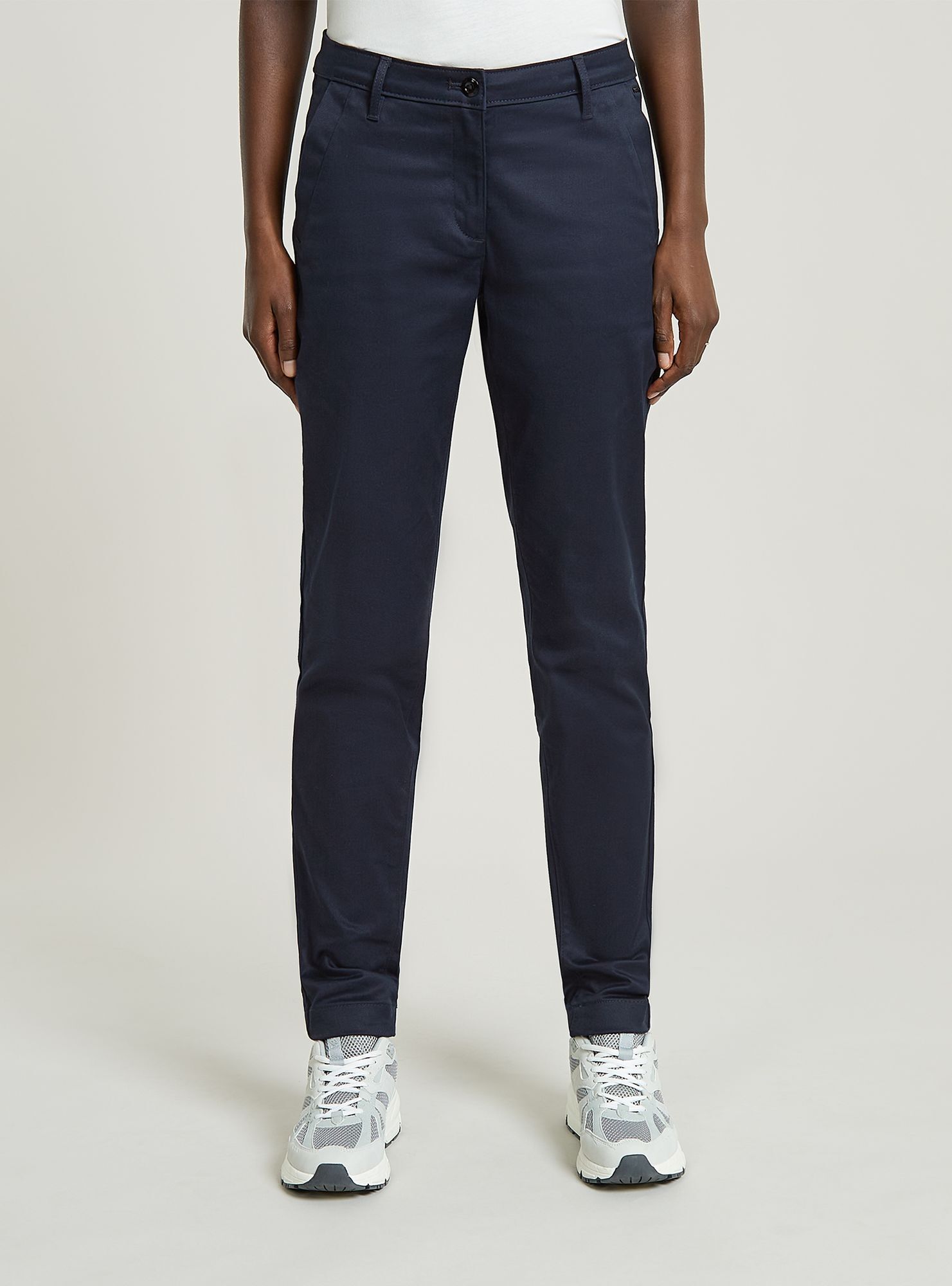 Chinohose G-STAR "Bronson Mid Waist Chino", Damen, Gr. 27, Länge 34, salute, Obermaterial: 50% Baumwolle, 47% Baumwolle, 3% Elasthan, Hosen Chinohose