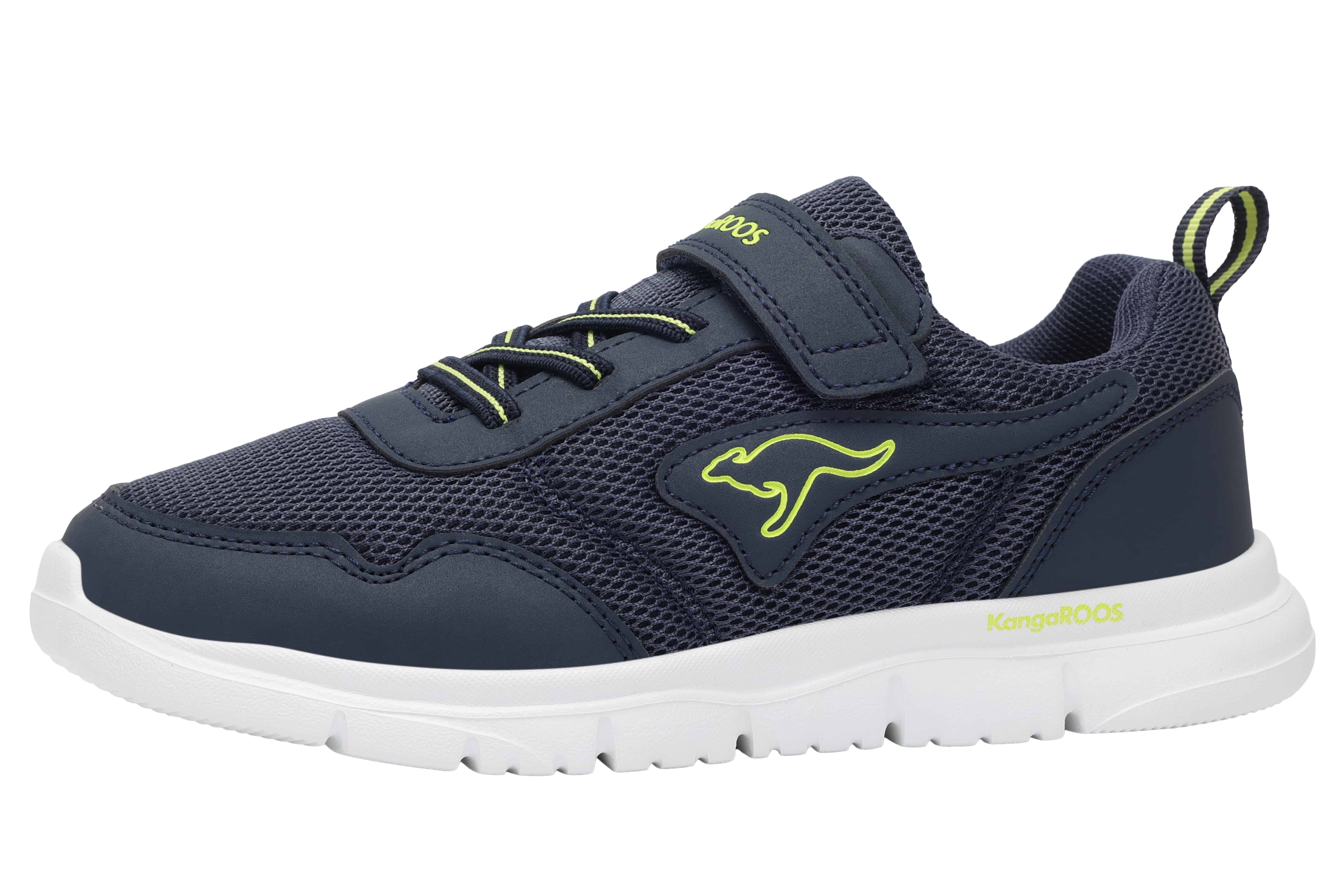 Sneaker KANGAROOS "K-ETK POSSUM EV", Damen, Gr. 35, dk navy, sulphur spring, Mesh, Synthetik, Schuhe Sneaker, mit Glitzereffekt