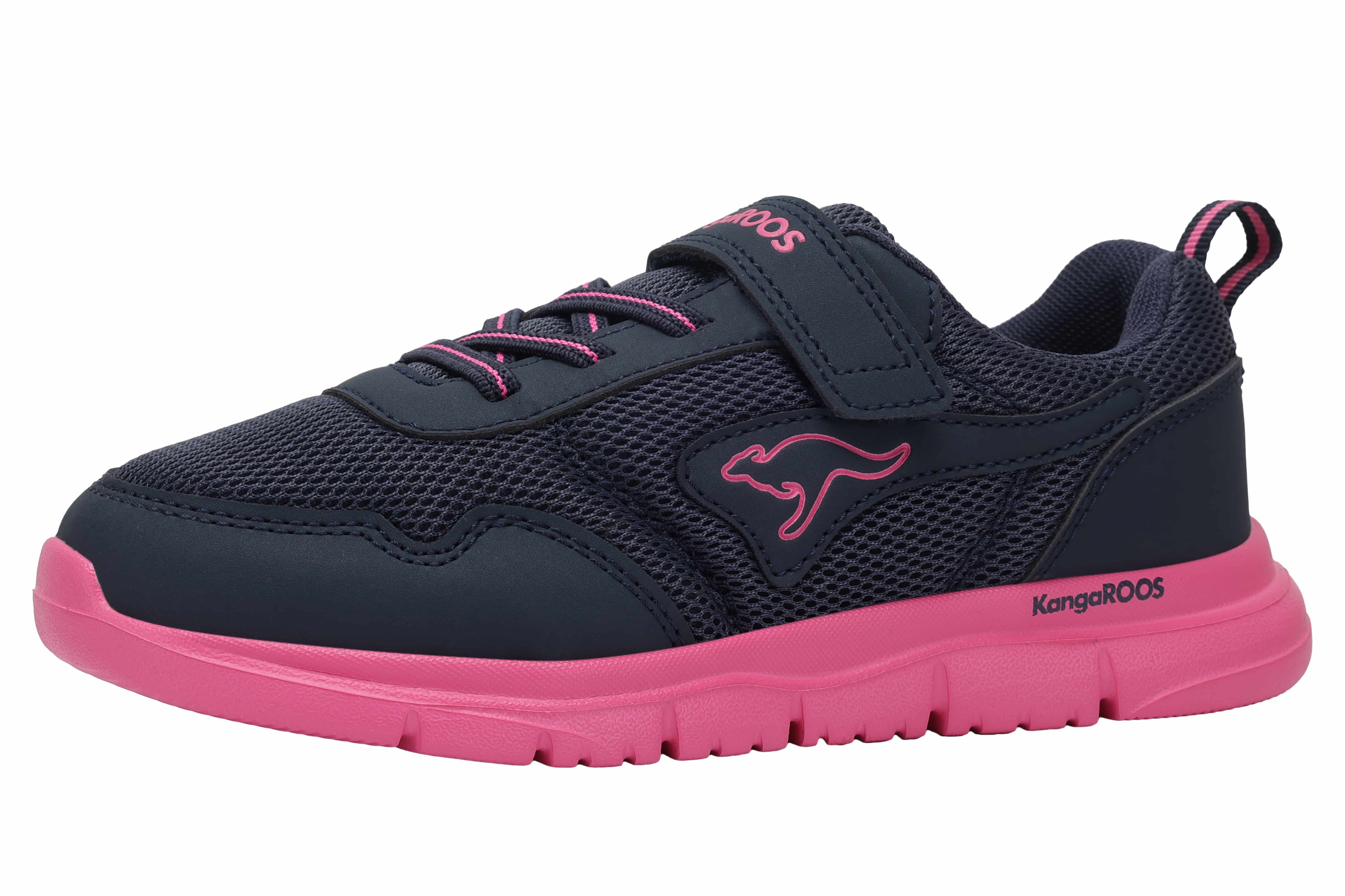 Sneaker KANGAROOS "K-ETK POSSUM EV", Damen, Gr. 36, dk navy, daisy pink oc, Mesh, Synthetik, Schuhe Sneaker, mit Glitzereffekt