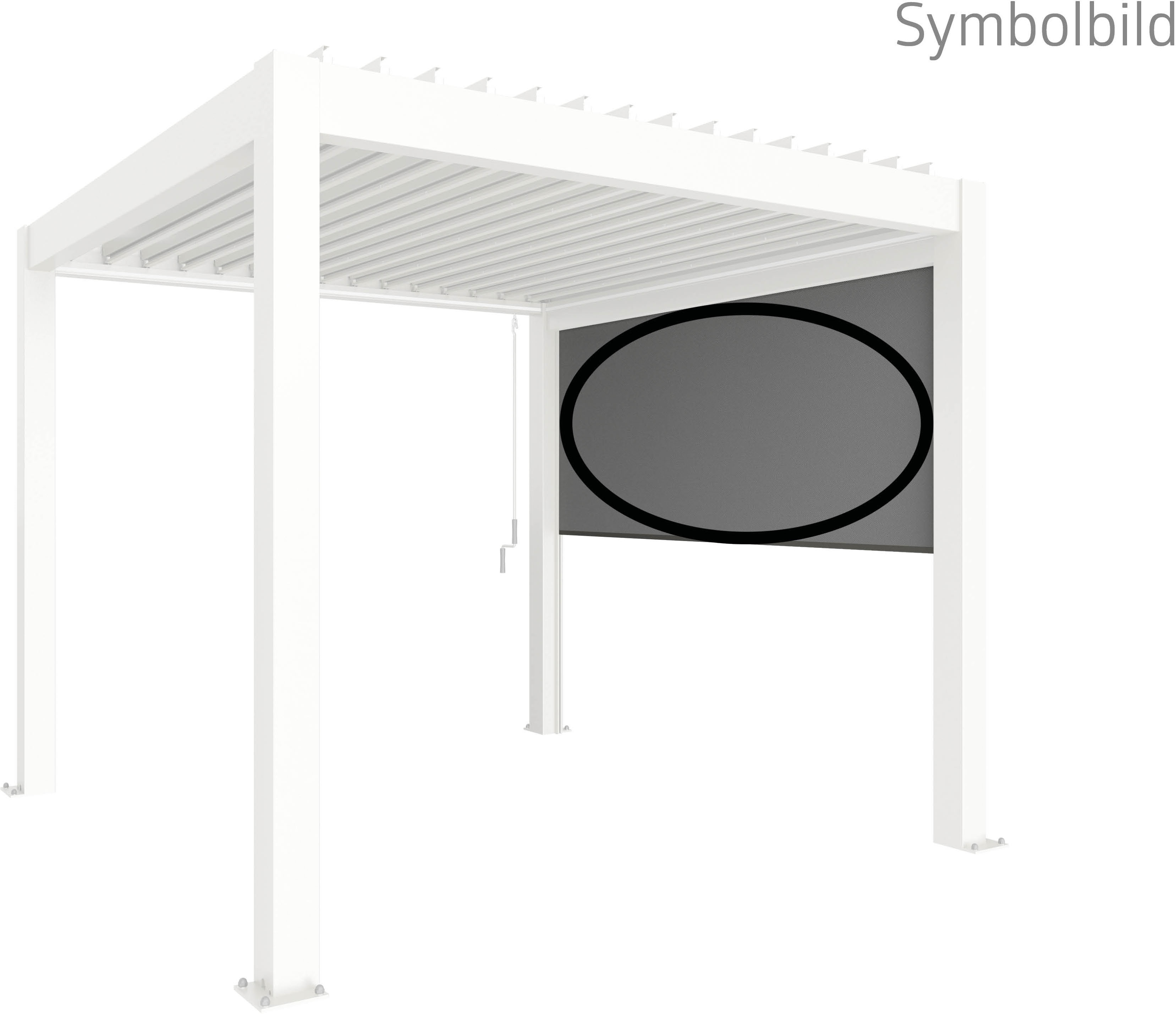 Rollo BIOHORT "für Pergola 4m, elektrisch, verschiedene Farben", weiß, B:364cm H:235cm, Polyester, Polyvinylchlorid (PVC), Rollos, Sonnenschutzrollo