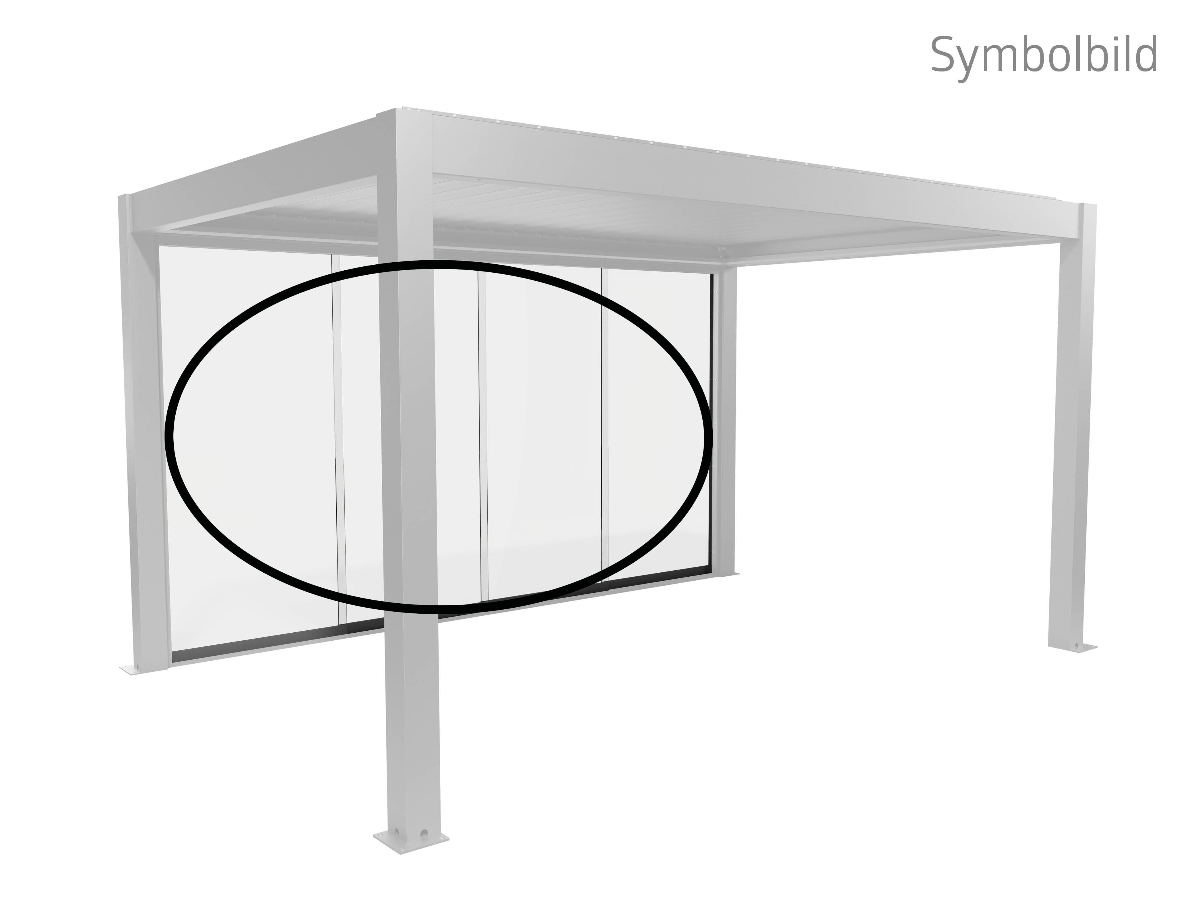 Glasschiebetür BIOHORT "Klarglas Gr. 4 m für Pergola, verschiedene Farben", quarzgrau, metallic, B:364,5cm H:234,9cm, Glas, Stahl, Türen, 364,5x 234,9 cm, Glaselemente aus 10 mm ESG