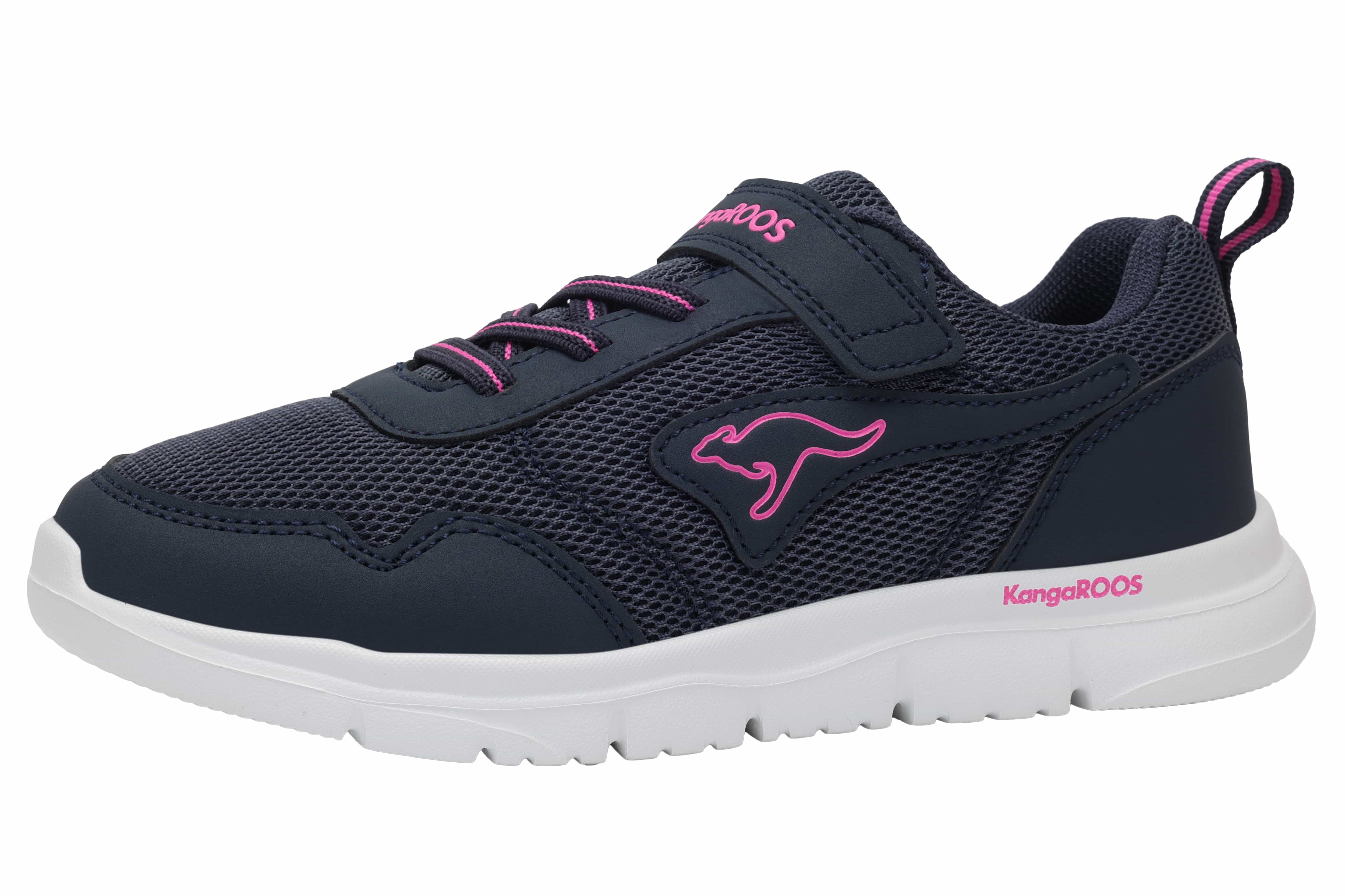 Sneaker KANGAROOS "K-ETK POSSUM EV", Damen, Gr. 32, dk navy, electric fuchsia, Mesh, Synthetik, Schuhe Sneaker, mit Glitzereffekt