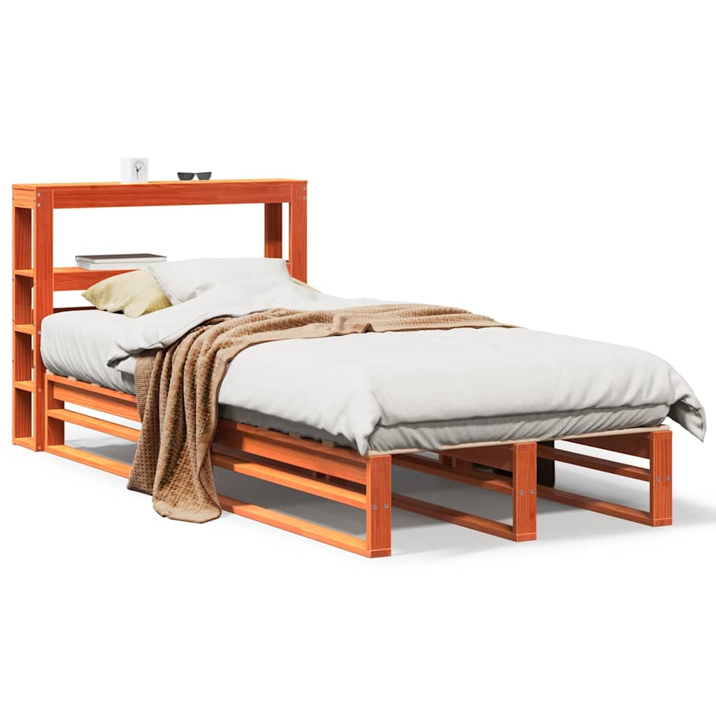 vidaXL Massivholzbett ohne Matratze Wachsbraun 75x190 cm Kiefernholz Image