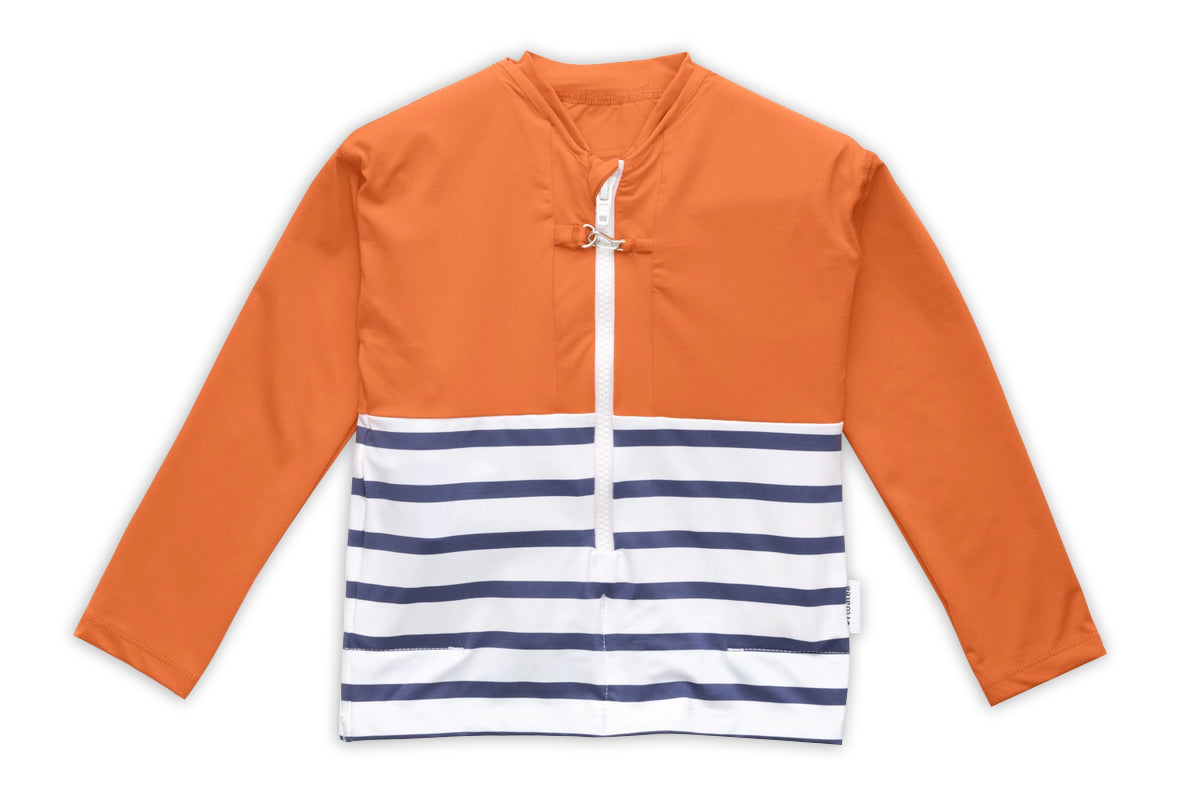 Floatee - Das Anti-Ertrinken T-Shirt für Kinder mit UV-Schutz, orange - Gr. 104 | Langarm T-Shirt Komplettset, Schwimmweste für Kinder Image