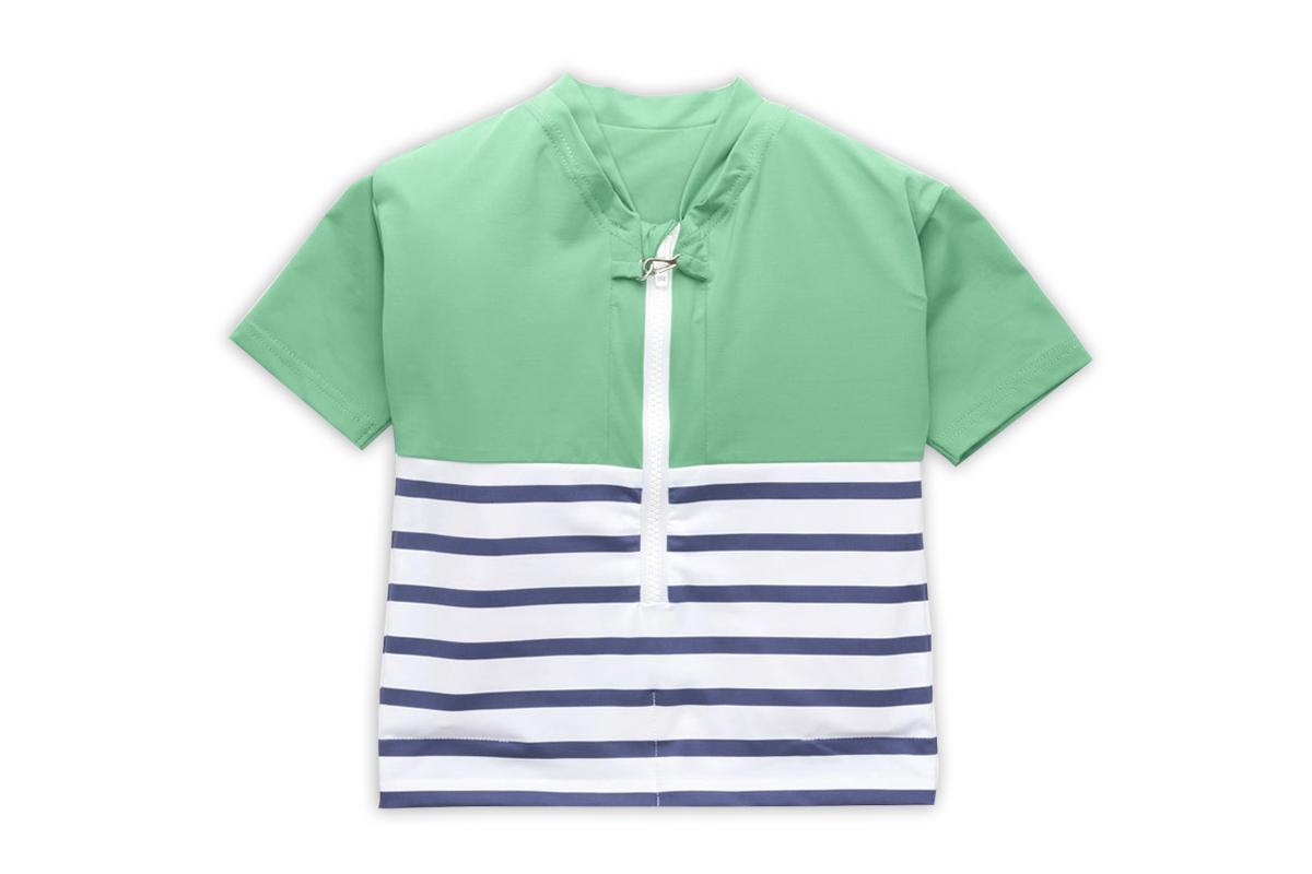 Floatee - Das Anti-Ertrinken T-Shirt für Kinder mit UV-Schutz, grün - Gr. 116 | Kurzarm T-Shirt Komplettset, Schwimmweste für Kinder Image