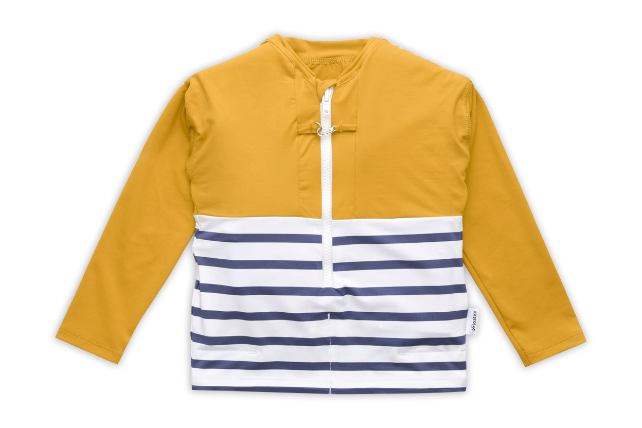 Floatee - Das Anti-Ertrinken T-Shirt für Kinder mit UV-Schutz, gelb - Gr. 110 | Langarm T-Shirt Komplettset, Schwimmweste für Kinder Image