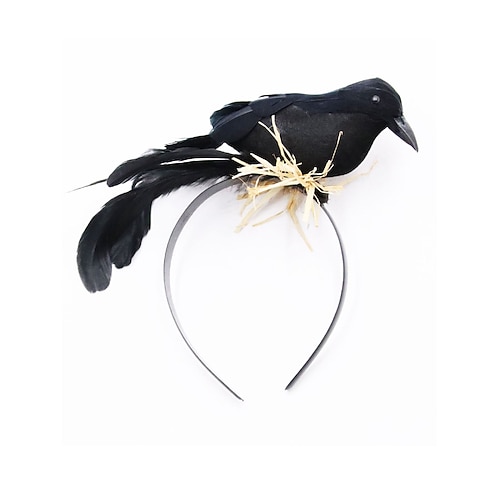 Damen Mardi Gras Schwarzes Raben Stirnband - Feder Vogel Nest Kostüm Zubehör - Gothic/Hexen Stil für Karneval Maskerade Image