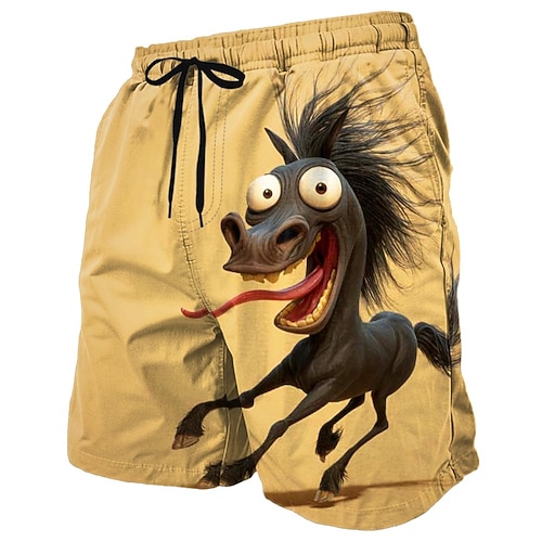 Herren Cartoon Zebra Esel Badehosen Badeshorts Boardshorts Mittlere Taille Lustig Hawaiianisch Strandurlaub Seitentaschen Netzfutter Elastischer Kordelzug in der Taille Designer Bekleidung Image