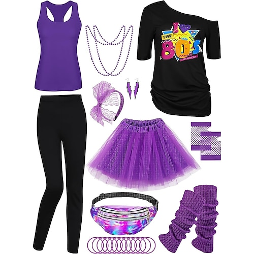 Outfits Tutu Hemd Disko 1980er Erwachsene Damen Maskerade Party Abend Pride Parade Pride-Monat Verkleiden Image