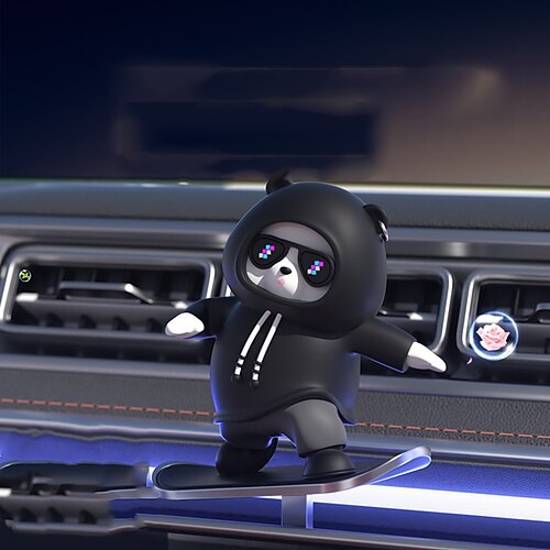 Skateboard-Bär-Auto-Armaturenbrett-Anhänger – Cartoon-Tier-Armaturenbrett-Anhänger mit stylischer Brille und Kapuze, passend für die meisten Automodelle, ein lustiges Auto-Interieur-Accessoire, Image
